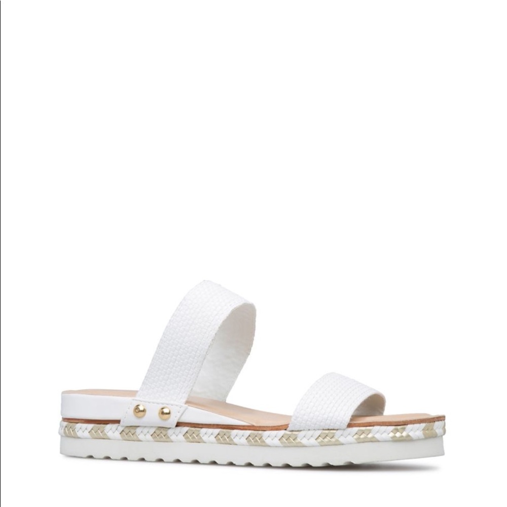 🎉HP🥳 Way Cute,Duffle Woven White Platform Sandal - Picture 2 of 8